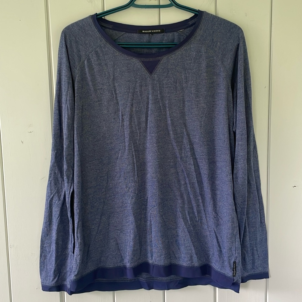 Maison Scotch Women’s Long Sleeve Shirt Blue Size Large ?